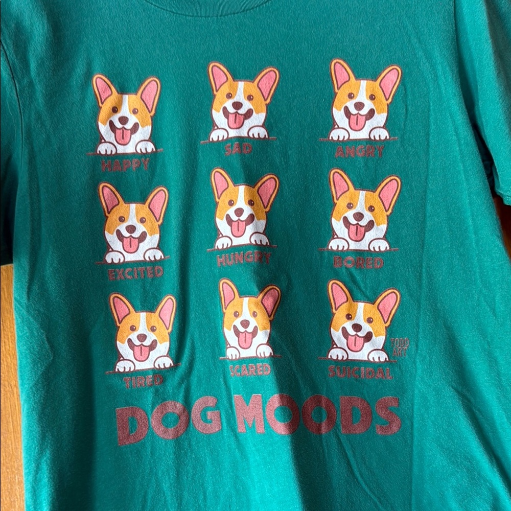 Green Dog Moods Graphic T-Shirt - Picture 2 of 4